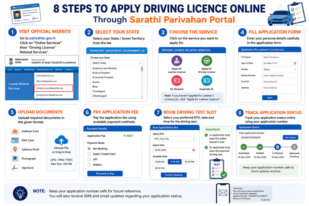 8 Steps to Apply for a Driving Licence Online