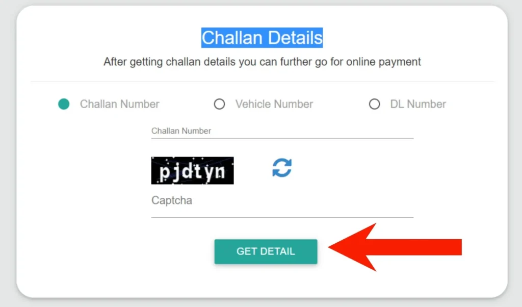 Checking-E-Challan-by-Challan-Number